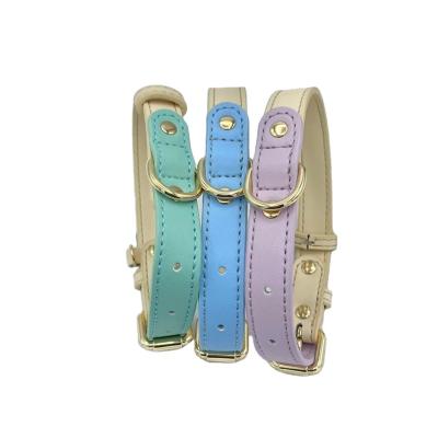 China 2023 Factory Wholesale Custom Pet Collar Padded Outdoor Leather Pu Dog Collar And Leash Padded Custom Made for sale