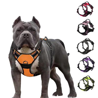 China Custom Soft Adjustable Mesh Nylon Dog Harness Outdoor Pet Harness Labrador Bulldog Harness Vest Soft Adjustable Reflective Vest for sale