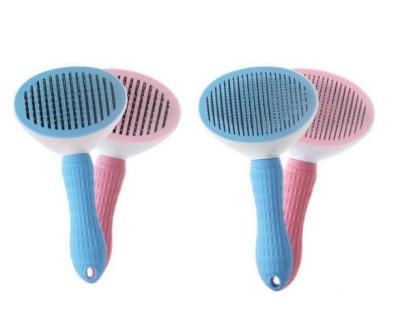 China Stainless Steel Pet Grooming Brush Cleaning Dog Cat Slicker Brush Remove Dog Bristle Pet Comb Automatically for sale