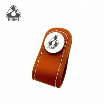 China Cable Customize Logo Leather Earphone Cable Winder Organizer for sale