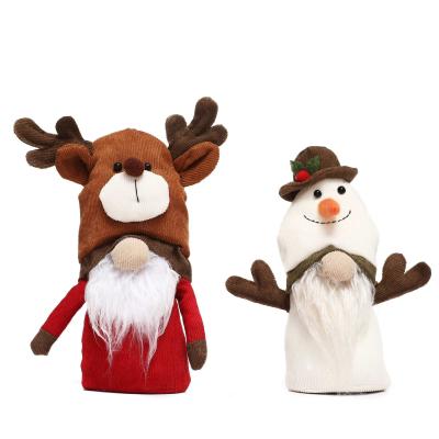 China Eco-Friendly Dwarf Plush Glitter Rudolph Dolls Christmas Ornaments Reindeer Snowman Dolls Faceless Christmas Lantern for sale