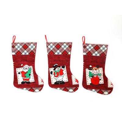 China Eco-friendly Recycle 2022 New Arrivals Dark Red Knitted Christmas Stocking Embroidery Decoration Fireplace Hanging Customization for sale