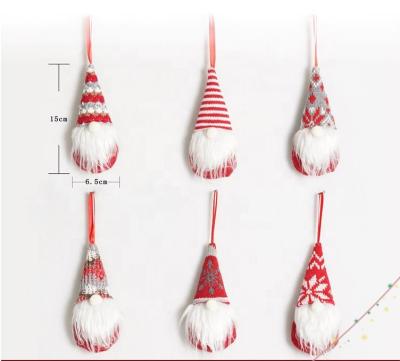 China Non-Toxic 6 Pieces Plush Gnome Christmas Set Glitter Christmas Tree Hanging Santa Elf Decor Lantern Gnome Plush Doll Hanging Decor for sale