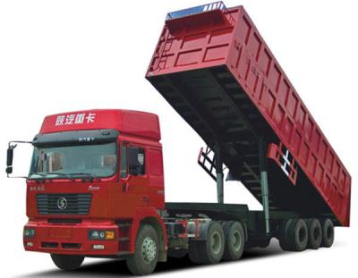 China Truck Trailer 3 Axle 60ton Hydraulic Cylinder Gooseneck Dump Truck Rear Tipper Trailer for sale