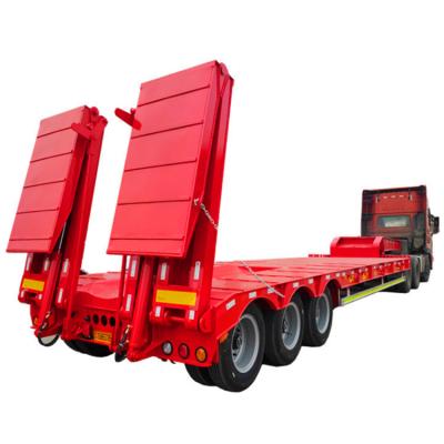 China Flatbed Excavator Truck Trailer 3 Transport Semi Trailer 4 Axles Low Bed Container Gooseneck Boy Platform for sale