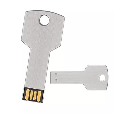 China Custom Metal USB Pen Drive 8GB 16GB 32GB Support 2.0 Flash Memory USB Key Shaped Key Stick for sale