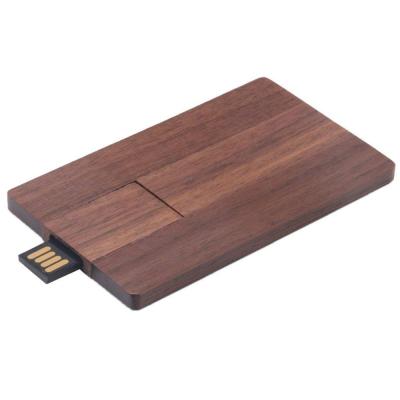 China Wooden Walnut Wood Card Shaped USB 2.0 Memory Stick Flash Pen Drive For Laptop PC 4GB for sale