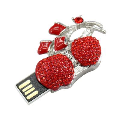 China Diamond Cherry U Disk High-Grade USB 2.0 Pendant Mode USB Flash Drive for sale