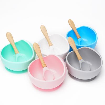 China BPA Free Food Grade Suction Silicone Baby Bowl And Spoon Baby Silicone Feeding Bowl for sale