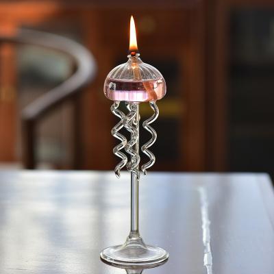 China Home Decor Oil Lamp Clear Glass Borosilicate Glass Include Bliss Oil Candle Candle Holder for sale