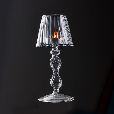 China Home Decoration Crystal Candle Holder Stand Glass Table Lamp Shaped Candle Holder Fashionable for Bedroom Valentines Day Home Wedding for sale