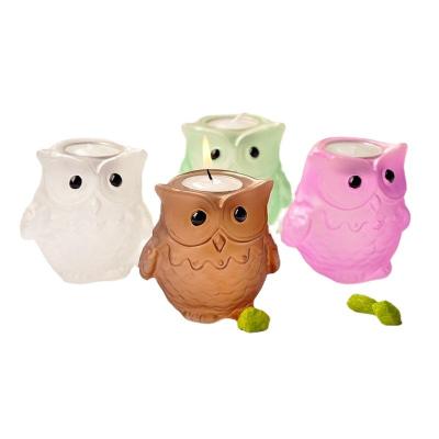 China Home Decorative Owl Shaped Glass Table Candlestick Candle Holder Decoration Candle Holder For Wedding Dinner for sale