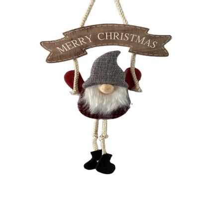 China 2021 Fabric Christmas Ornament Santa Tree Door Hanging Party Decorations Kids Plush Pendant Toys for sale