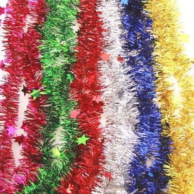 China Beautiful Christmas Tree 2pcs Brigh Tinsel Twist Metallic Garland 8cm wide x 1.8m long for sale