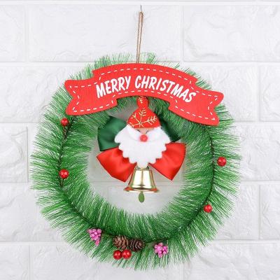 China Wholesale Handmade Door Decoration Factory Christmas Decoration Garland 20cm Pine Needle For Front Entrance for sale