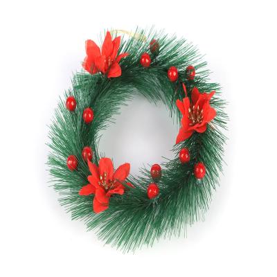 China Christamas Decoration PVC Wreath Christmas Decoration Wreath With Artificial Flowers for sale