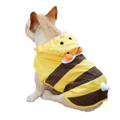 China Good Quality PU Stocked Customize Dog Poncho Bee Waterproof Pet Raincoat Packable Rain Dogs Poncho for sale