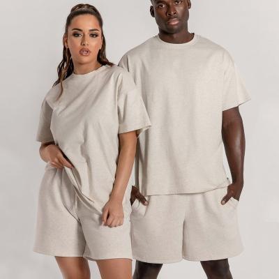 China Customized Breathable Women Summer 2 Piece Tracksuit Unisex Sweatsuit Printed T-shirt Short Two Piece Men Summer Short Sleeve Set for sale