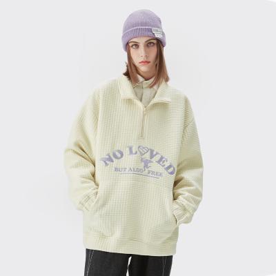 China 2021 New Product Custom Sweatshirts Anti-Shrink Embroidery Lapel Top All-match Coat Waffle Fall And Zipper Sweatshirt for sale