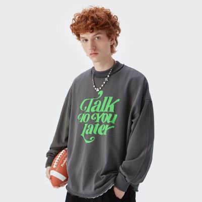 China 2021 anti-shrink autumn and winter new product shine letter printing loose crewneck men's retro deconstruction open line sweatshirt for sale