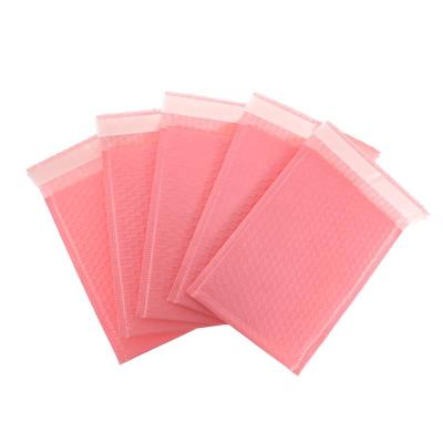 China Strong Adhesive Self Seal Padded Envelopes Gift Bags For Book Magazine Lined Bubble Light Pink Poly Ad for sale