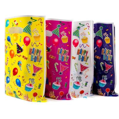 China Movie Happy Birthday Candy Packaging Bag Balloon Salute Pattern Disposable Pearlized Birthday Party Favor Bag for sale