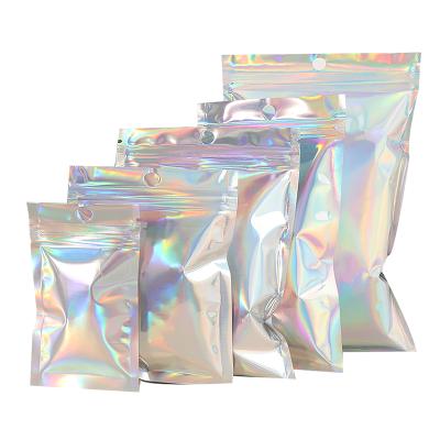 China Security Iridescent Zipper Lock Bags Customizable Laser Cosmetic Plastic Pouches Hologram Hologram Zipper Zipper Bags for sale