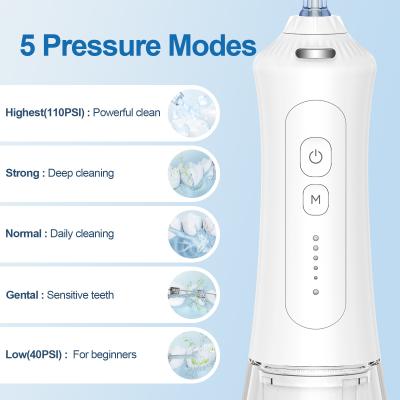 China 5 Modes Water Flosser 360° Rotation Oral Irrigator IPX7 Waterproof 6 Jet Tips Water Jet Teeth Cleaner for sale