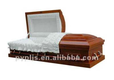 China US Style American Luxury Wooden Coffin Velvet Interior Casket for sale