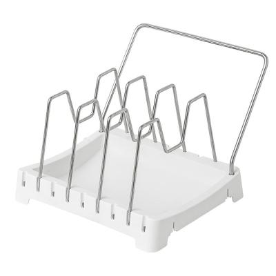 China Durable Dish Tray Pan Rack Holder Pot Lid Organizer Rack Pot Lid Holder For Kitchen Baking for sale