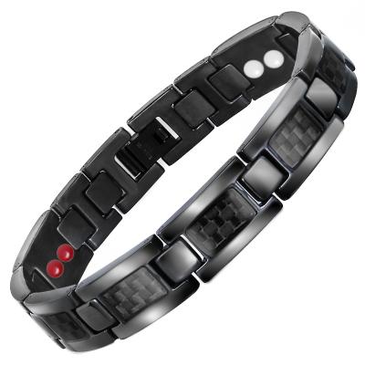 China FASHIONABLE high quality carbon fiber black color titanium bracelet for promotion price for sale