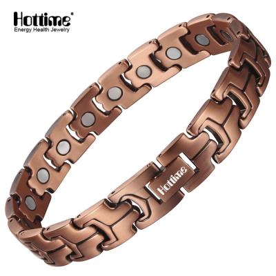 China Hottime Copper Men's Magnetic Pure Copper Bracelet with High Power Magnets for Pain Relief for sale