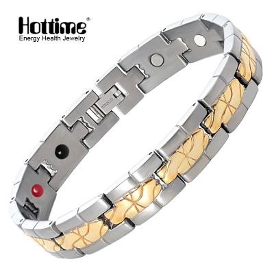 China TRENDY hot sale good quality bracelet gold plated stainless steel magnetic energy bracelet bio health for men and women for sale