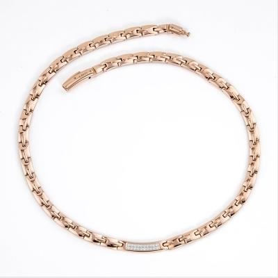 China Beautiful TRENDY Stainless Steel 4 in 1 Rose Gold Fashion Jewelry Magnetic Necklace with Crystals for sale