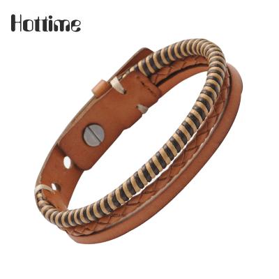 China FASHIONABLE Best Selling Charming European Braided Leather Bracelet with Italian Genuine Leather for sale