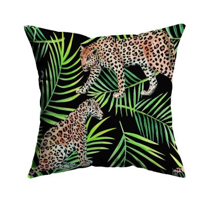 China High Quality Eco-friendly Tropical Rainforest Jaguar Decorative Cushion Cover for sale