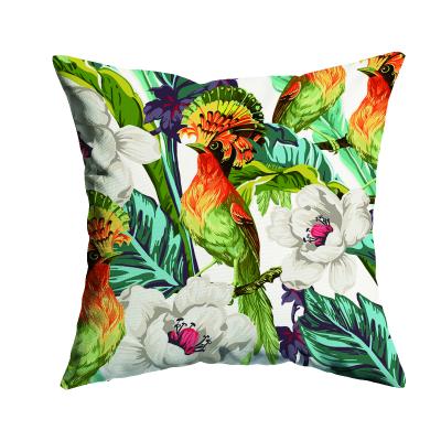 China Eco-friendly Colorful Tropical Rainforest Flower Decorative Birds Pillow Covers for sale