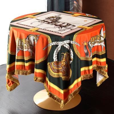 China Luxury Horse Pattern Table Cloth Cover Party Waterproof Custom Home Decoration Table Cloth for sale