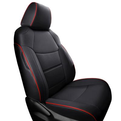 China All kinds of style black fine stitching red line stitching PU car seat cover 5 full set leather car seat cover for sale