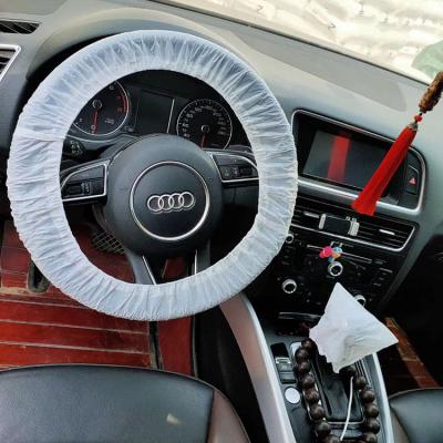 China Custom Customize Disposable Plastic Steering Wheel Cover With Rubber Band For Repairing Car for sale