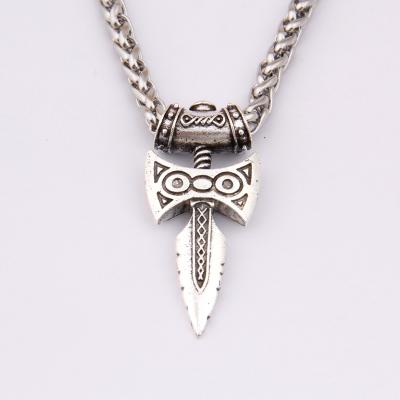 China Viking Scandinavian Norse Viking Necklace Thor's Hammer Mjolnir Choker Necklace Men's Jewelry Pendant Gift for sale