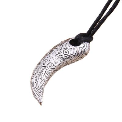 China Viking Age Style Stainless Steel Bear Wolf's Tooth Necklace Pendant Men's Punk Leather Bracelet Husband Gift Damask Rope for sale