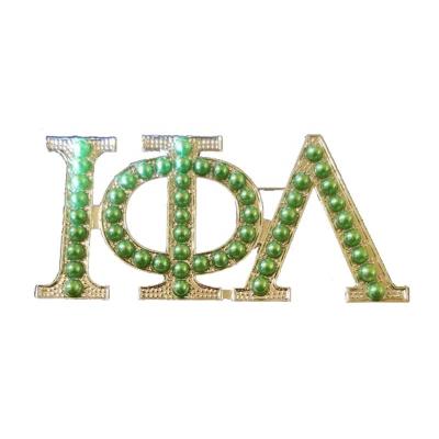 China Classic Large Size Green Greek Letter iota Phi Lambda Pin Sorority Brooch by Topvesko for sale