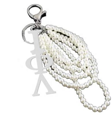 China Classic Fashion Classic Custom Steel Key Ring Topvesko Ring Greek Letter Symbol Pearls Holder iota Phi Lambda Sorority Keychain Stainless for sale