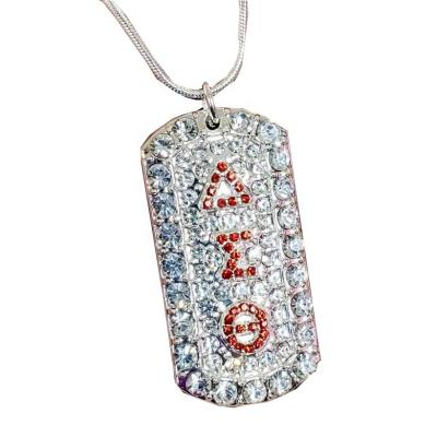 China Custom Rhinestone Ethnic Sorority AEO DST Delta Sigmaa Thetaa Necklace for sale