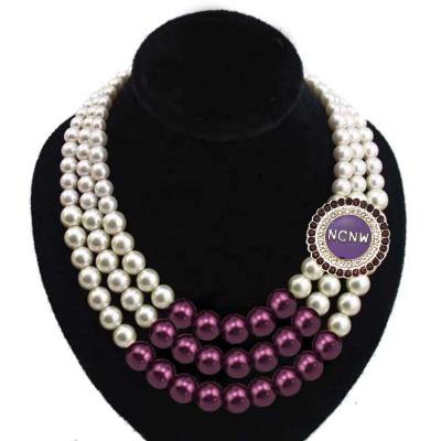 China Topvesko Classic NCNW Three Strand Purple Pearl Necklace for sale