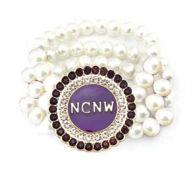 China Newest Ethnic Round Rhinestones Pin Three Strands Pearl Bangle NCNW Purple Bracelet For Women Gift for sale