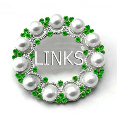 China Newest Topvesko Classic Custom Fashion Sorority Circle Pearl Pin Green Color LINKS Brooch for sale