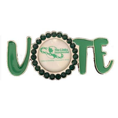 China Topvesko's classic custom the green brooch from links inc. links vote pin for sale