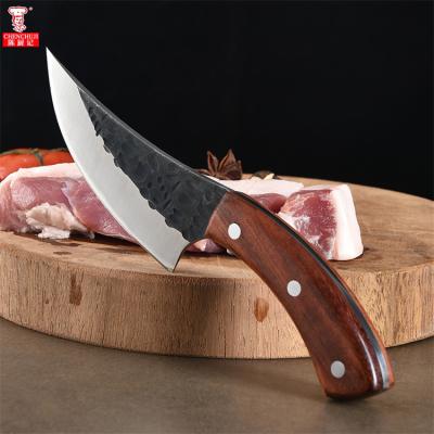 China Chef's Knife Stainless Steel Butcher Stocked Boning Knife With Solid Wood Handle Forged Kitchen Knife for sale